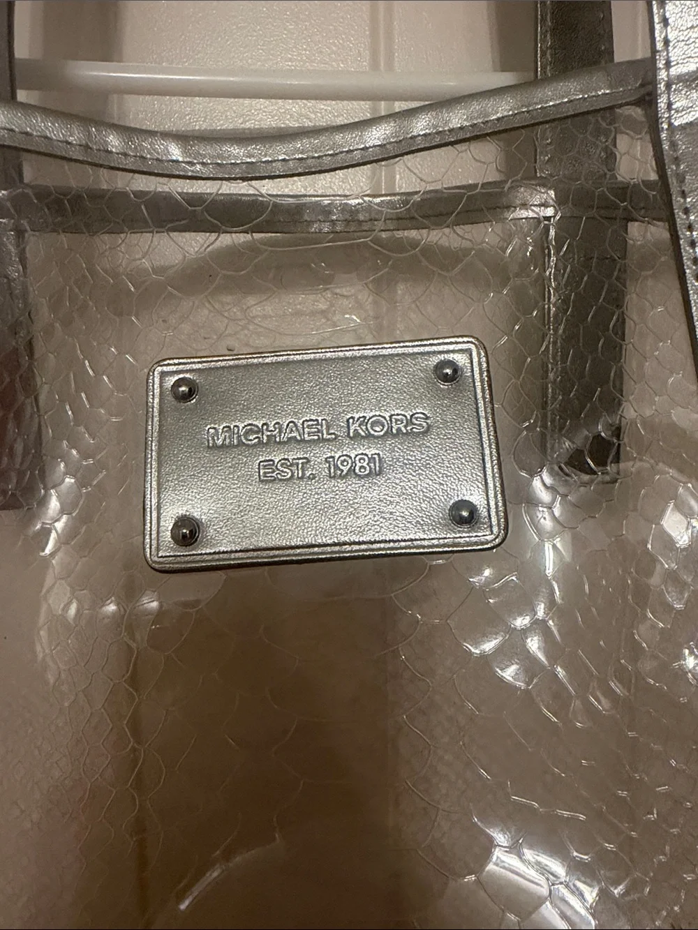 Michael Kors Clear Tote with Silver Trim